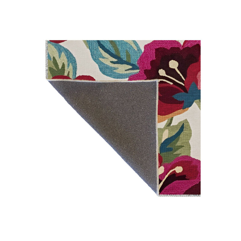 Tapis décoratif rouge moderne à motif de roses rouges lavable à la machine, Rectangle 5 pi 1 po x 7 pi 7 po