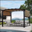 Pavillon de jardin d'extérieur 12 x 9 pi Pergola, auvent rétractable à abat-jour, pavillon de jardin en acier à raisin, pergola Sunseler-112385236