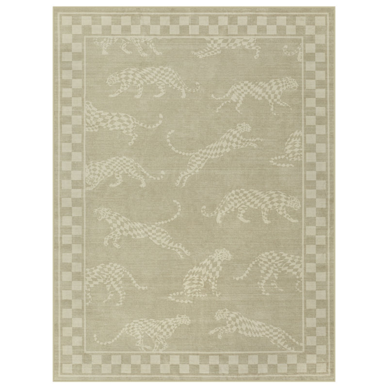 Tapis vert lavable à la machine, tapis de salle à manger doux et antidérapant pour salle de jeux, Beige, Rectangle 8' x 10'