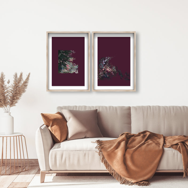 Delicate Spring Set Shadowbox Abstract Print by Oliver Gal, Black Frame, 10 x 15, 21"H x 31"W, Natural Oak Shadowbox