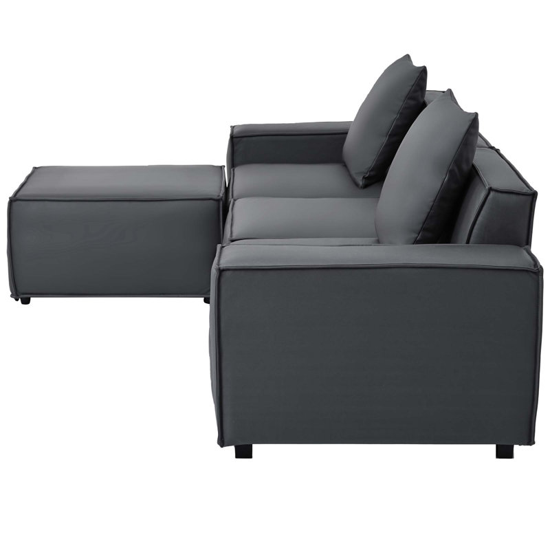 Canapé à accoudoirs carrés 102,4 po Bodhin, 100 % polyester gris
