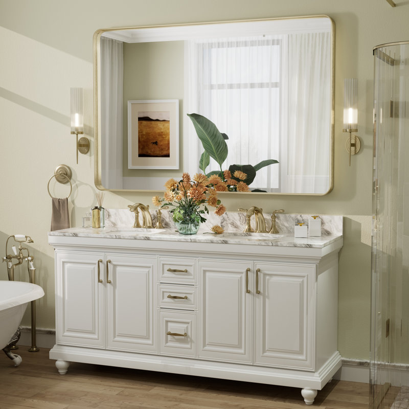 Miroir mural Aevar, Or brossé, 60 po x 40 po