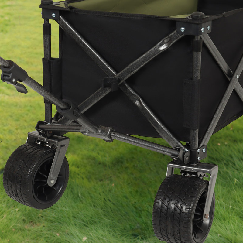 Chariot de jardin pliant pliable pour l'extérieur, Noir/vert