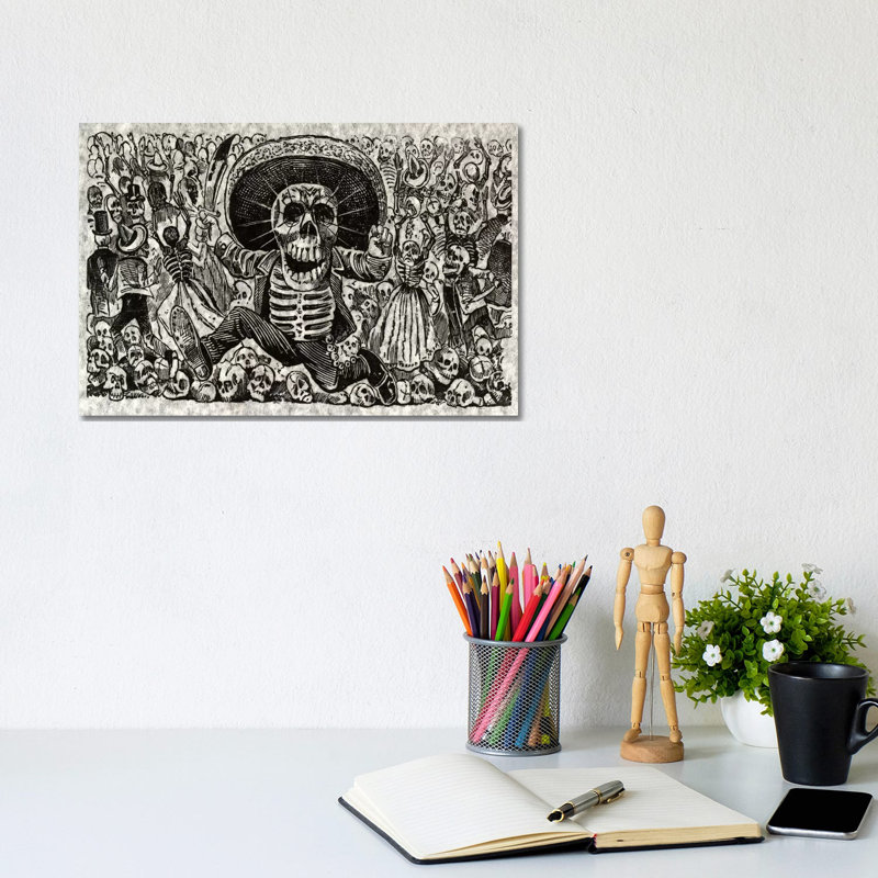 Skeletons - Calavera from Oaxaca 1 Piece Wrapped Canvas Painting, 20.32 cm H x 30.48 cm W