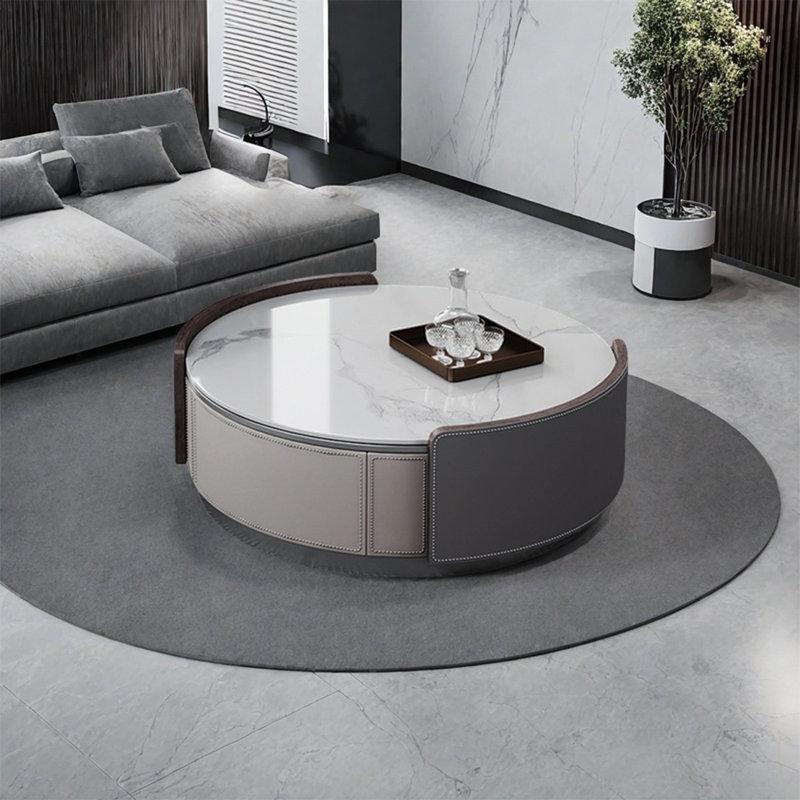Round rock plate coffee table, 11.8" H x 31.5" L x 31.5" W