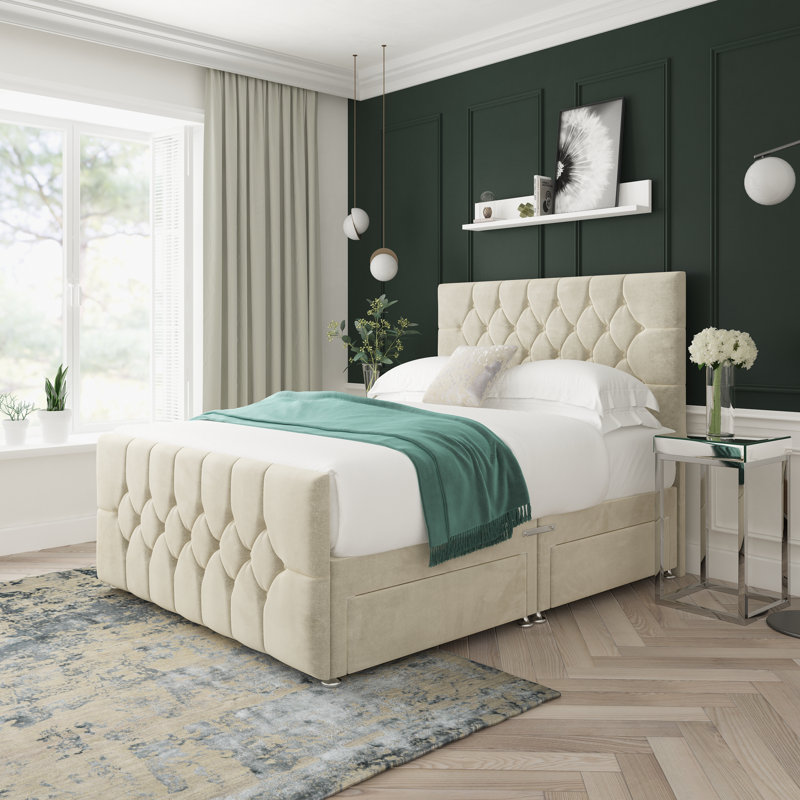 Upholstered Divan Bed, Cream, Small Single (2'6)