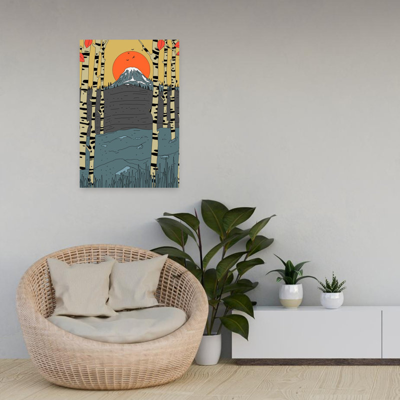 Art contemporain contemporain, forêt tranquille d'automne, H 24 po x l 16 po