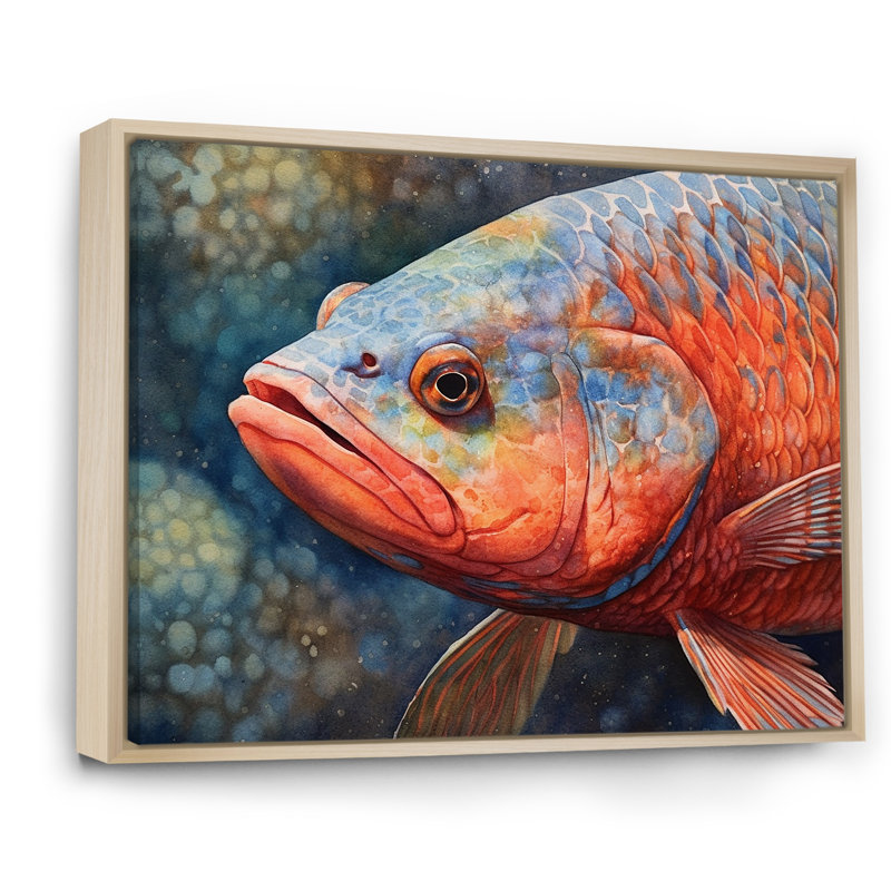 " Underwater Fish Fantasy I ", 24" H x 32" W x 0.5" D, Natural Floater Framed