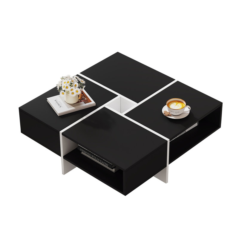 Cullus Coffee Table with Storage, White, Black/White