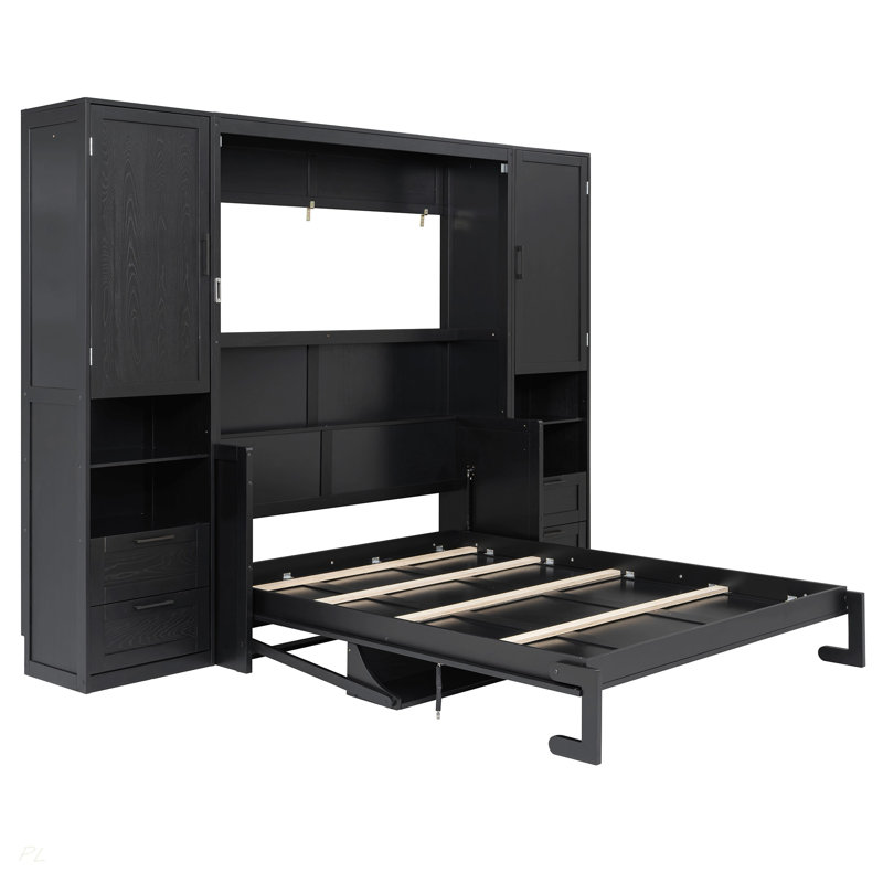 Lit escamotable mural avec placard, tiroirs et tablettes Murphy