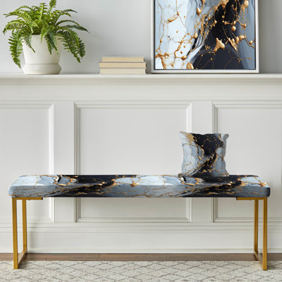 Upholstered Gold Bench