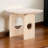 Aky 22 Inch Side End Table, Square Marble Top, Open Frame, Natural Brown