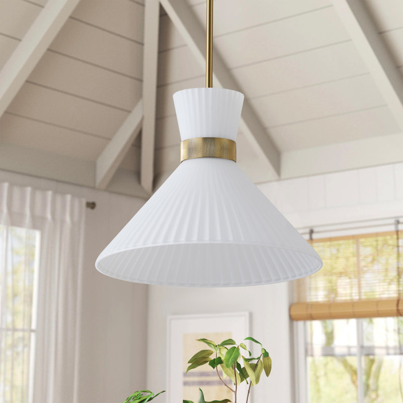 Luminaire suspendu en verre blanc à 1 lumière DEL à intensité variable