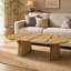 Table basse extensible en bois avec plateau ovale et pieds à lattes