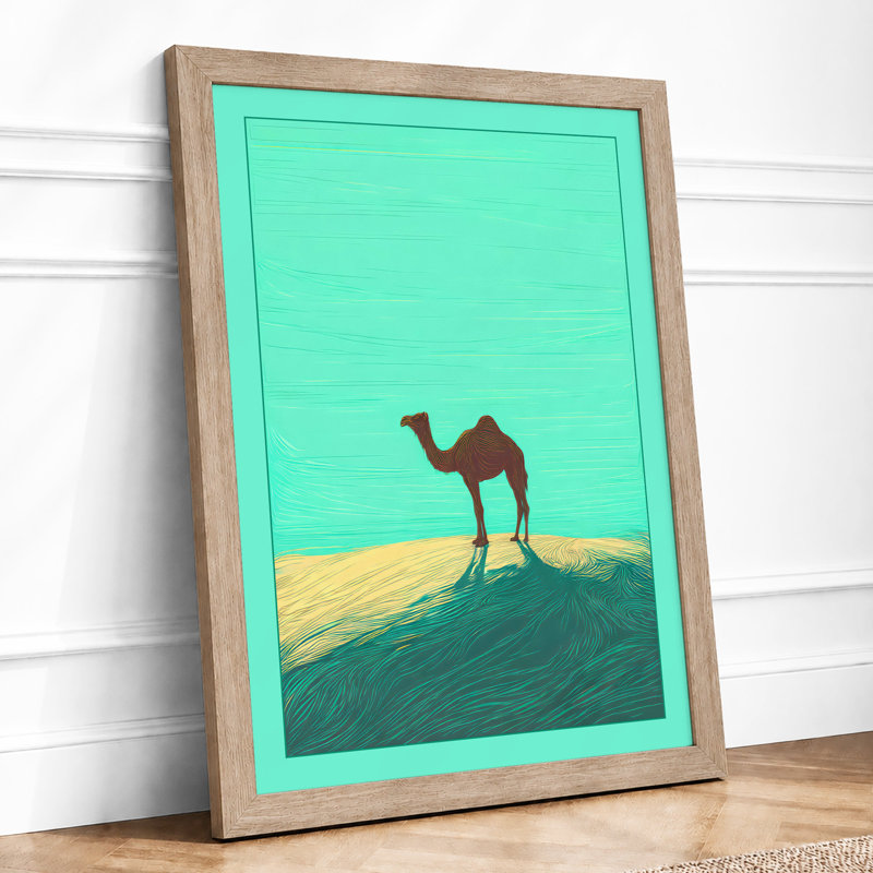 Camel Under Turquoise Sky Modern - Print, A4 - 29.7 x 21.0 cm, Oak