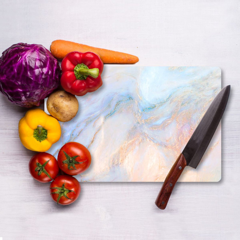 Planche à découper en verre trempé Flourish, 7,9 po x 11,8 po | 100% antibactérien, surface facile à nettoyer, pieds en silicone antidérapants | Parfait pour la préparation et le service des aliments, durable et élégant pour la cuisine, ne va pas au lave-vaisselle