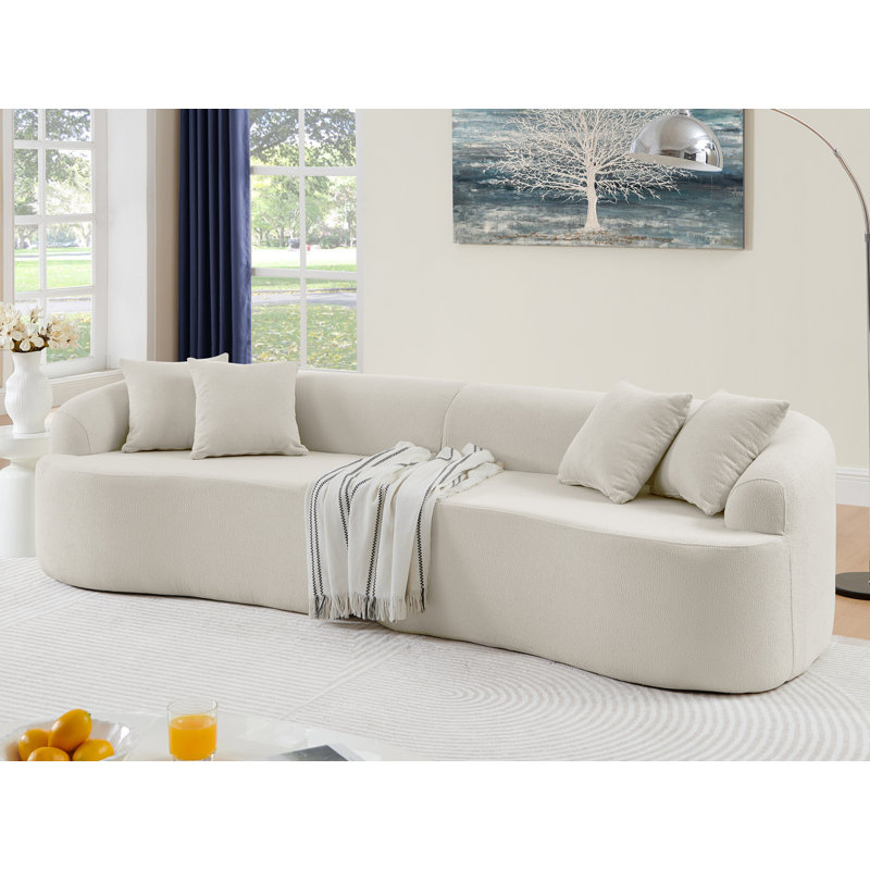 Canapé modulaire incurvé modulaire en tissu de laine d'agneau, aucun assemblage requis, Beige