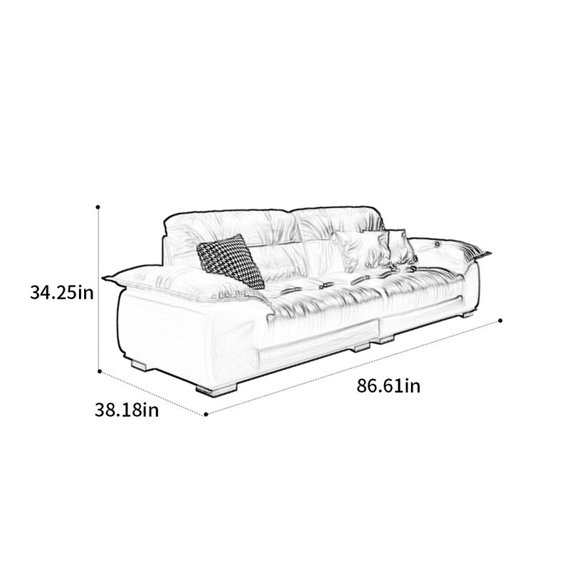 Canapé American, 2, H 34,25 po x l 86,61 po x P 38,18 po