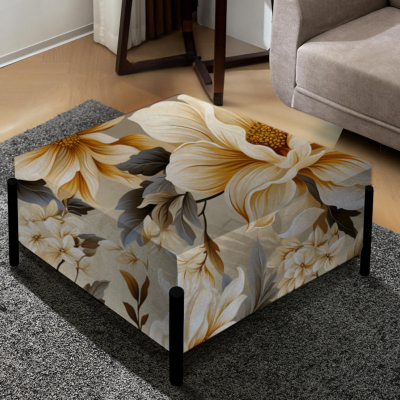 Antique Antique Floral Elegance III - Grand repose-pieds carré floral