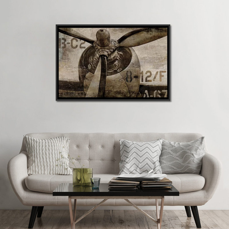 «Vintage Propeller» par Dylan Matthews, impression sur toile tendue, H 18 po x l 26 po x P 1,5 po, Toile avec cadre noir