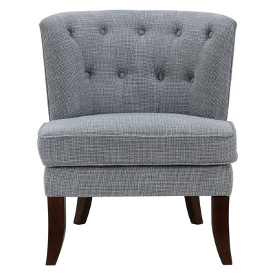 Chaise moderne rembourrée gris foncé avec pieds en bois massif et matériaux de fabrication stable