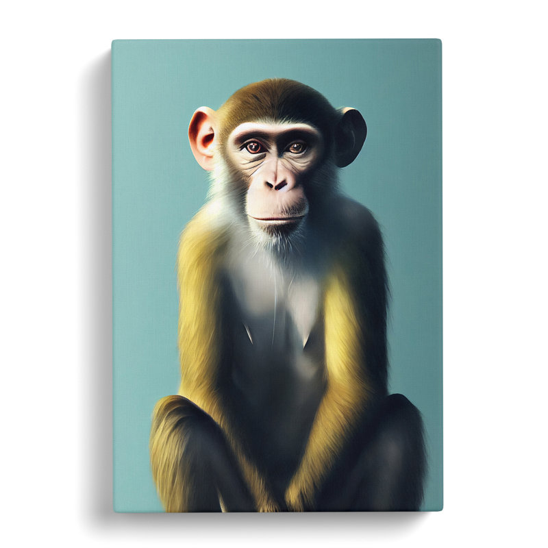 A Monkey Portrait No.3 - Wrapped Canvas Print, 50cm H x 35cm W x 3cm D