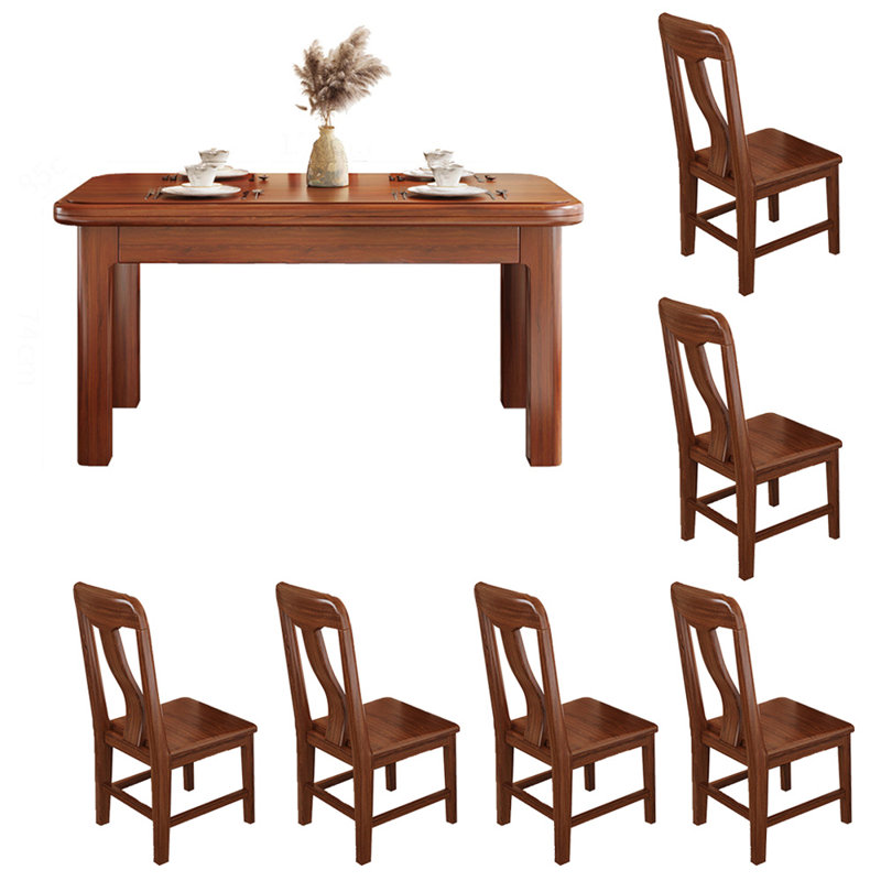Ensemble de table de salle à manger en bois massif de style américain, 7