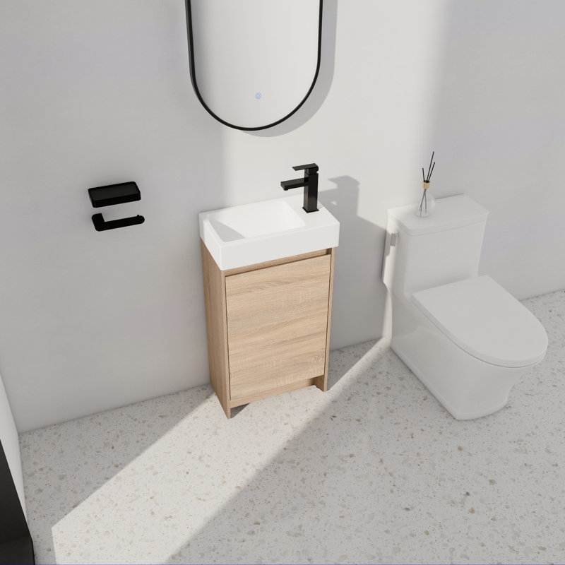 Nexar 18'' Free Standing Single Bathroom Vanity With sink,Floor Standing Vanity with Ceramic Vanity Top