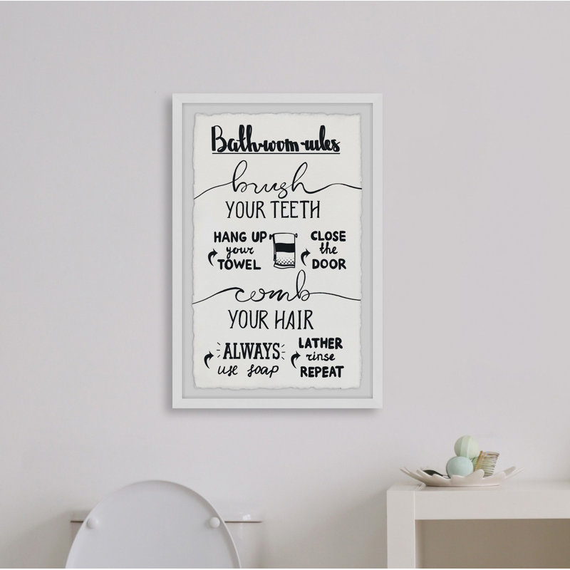 Follow Bathroom Rules - Single Picture Frame Print, 45cm H x 38cm W x 3.81cm D