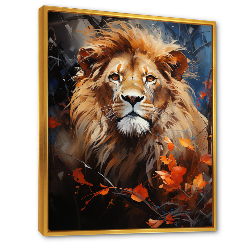 Lion Sun Kissed Crinière Souveraine II - impression, Cadre flottant doré, 20" H x 12" W