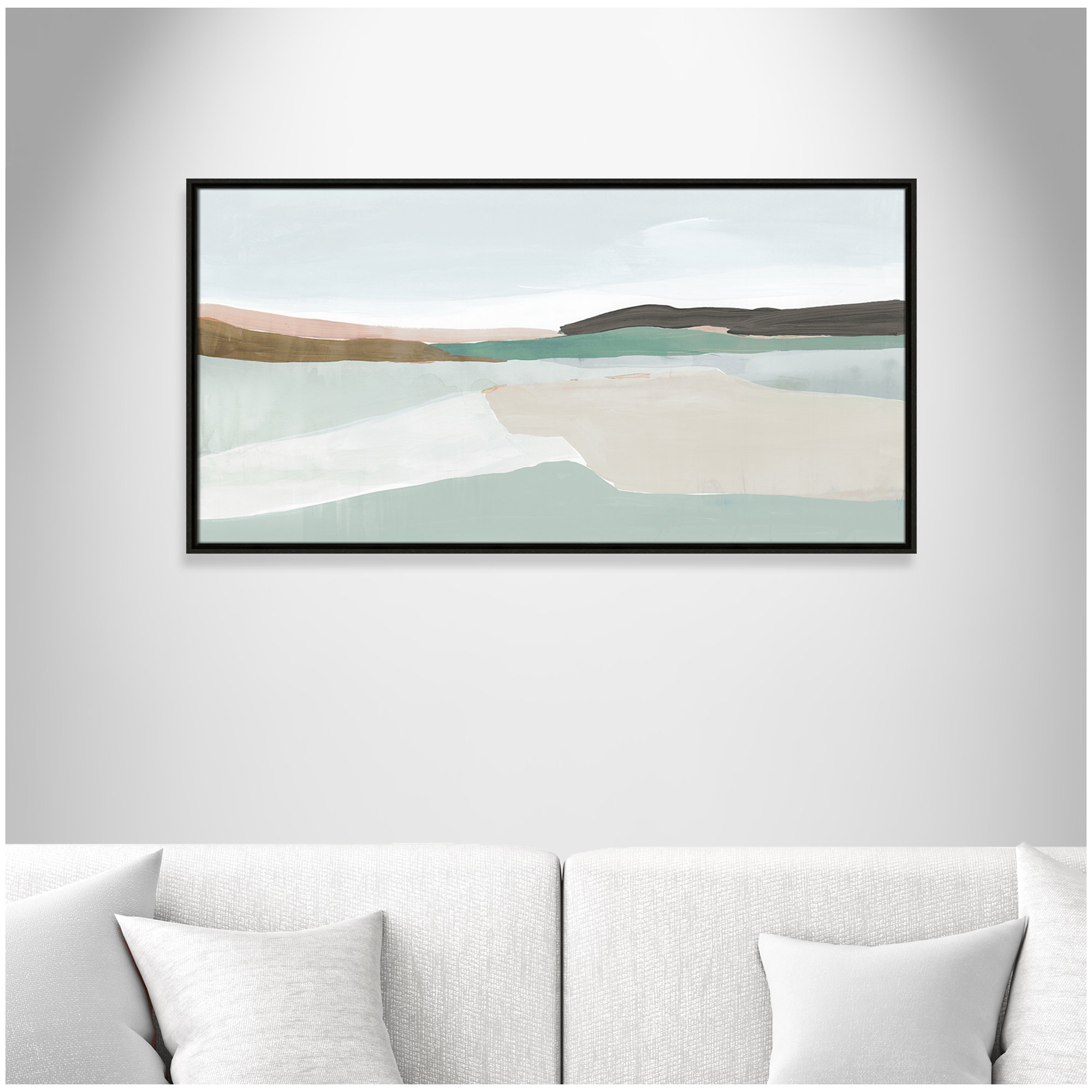 Sole of the Land I Floater Frame Painting, Black, 21.5" H x 41.5" W
