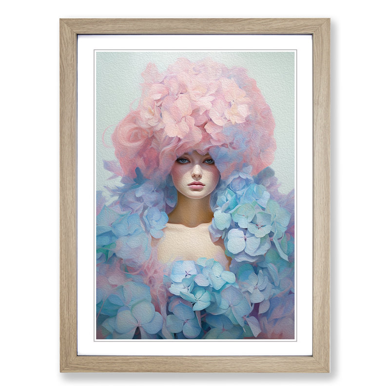 Hydrangea Conceptual No.2 - Framed Print, 64cm H x 46cm W x 2cm D, Oak Framed