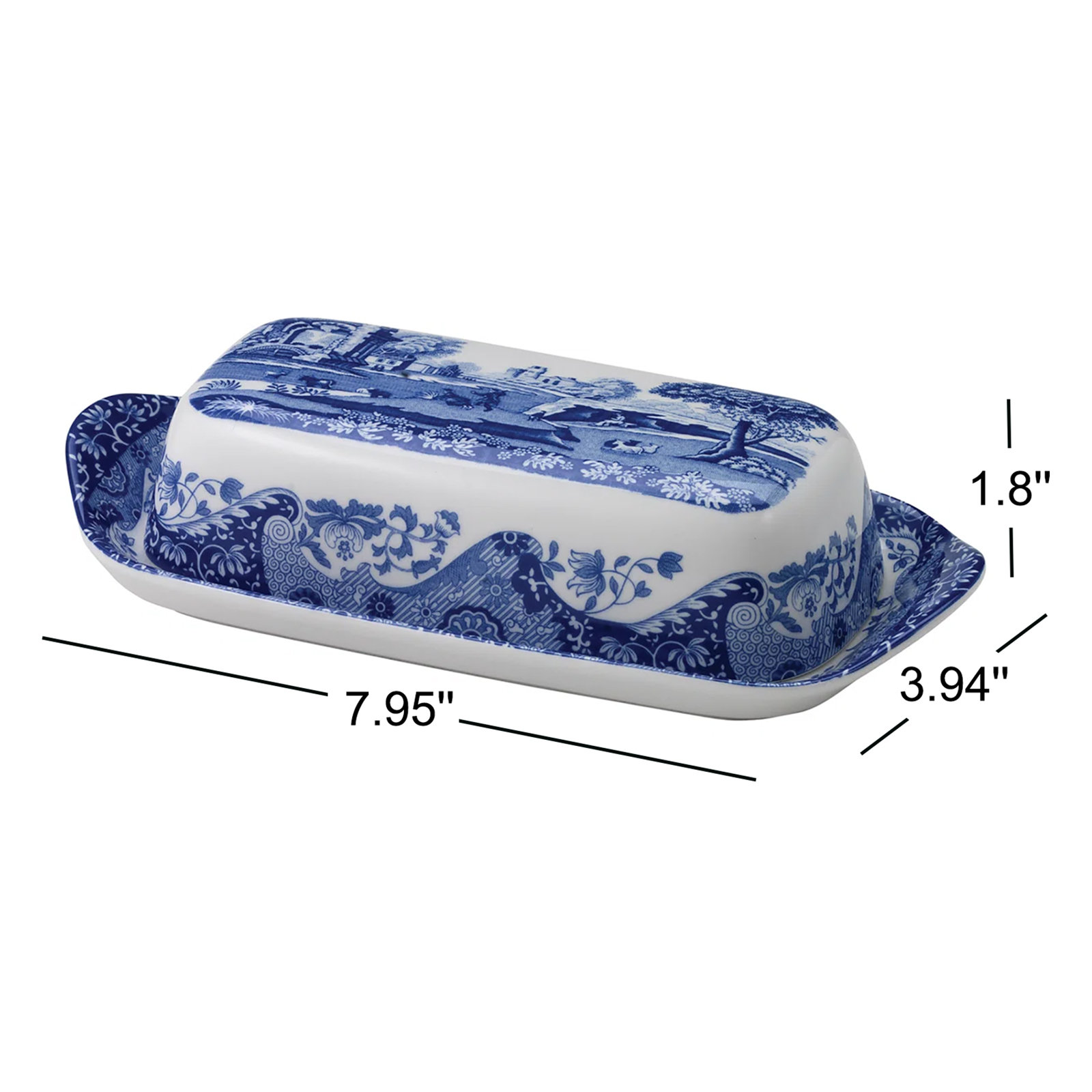 Spode Blue Italian Porcelain Butter Dish