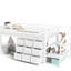 Lit mezzanine simple en métal blanc avec beaucoup de rangement, lumières intégrées et support pour les chambres d'amis-1201246169