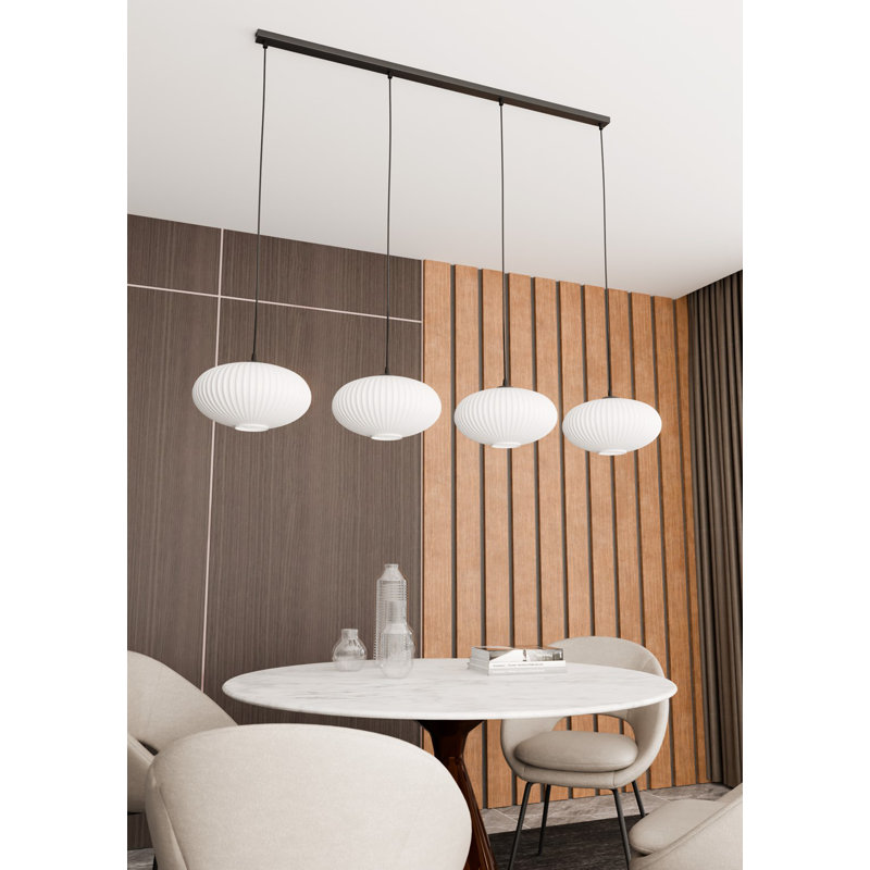 Samyiah 4 - Light Matte Black Pendant, Matte Black/Opal