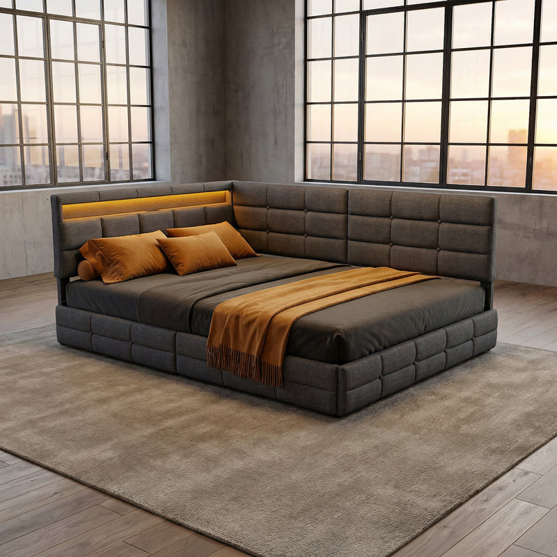 Daybed, European Double (140 x 200 cm), Grey