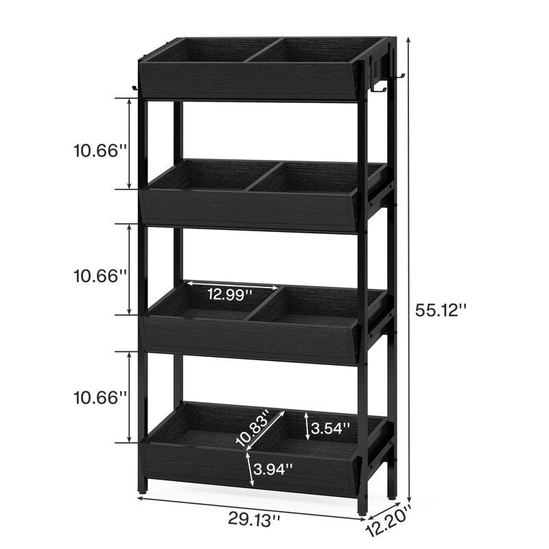 Tall Wood Vegetable Fruit Rack, Black