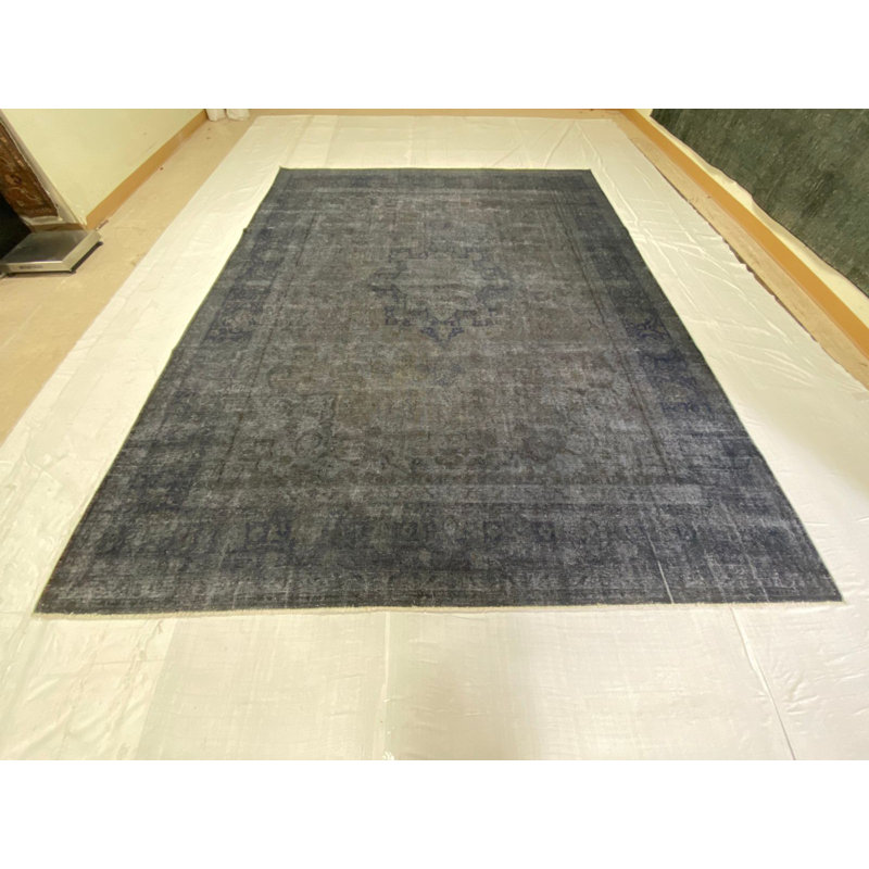Tapis anatolien rétro noué à la main de conception unique 9 pi 6 po x 12 pi 3 po One-of-a-Kind