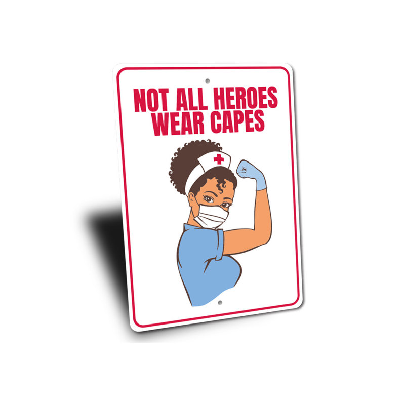 Plaque en aluminium «Nurse Hero», H 18 po x l 12 po x P 0,06 po