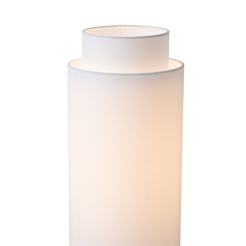 Lampe sur pied Lollipop - nickel noir, double abat-jour en lin, chaînette marche / arrêt, Blanc