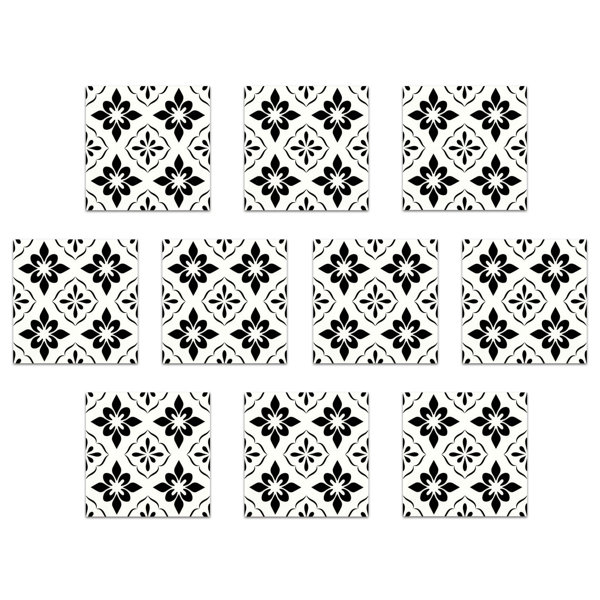 12 In. X 12 In. Vinyl Peel And Stick Backsplash Stickers, Wall Tile For Kitchen, Black (10 Sq. Ft.)