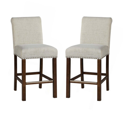Upholstered Dining Chair With Nailhead Trim Set Of 2