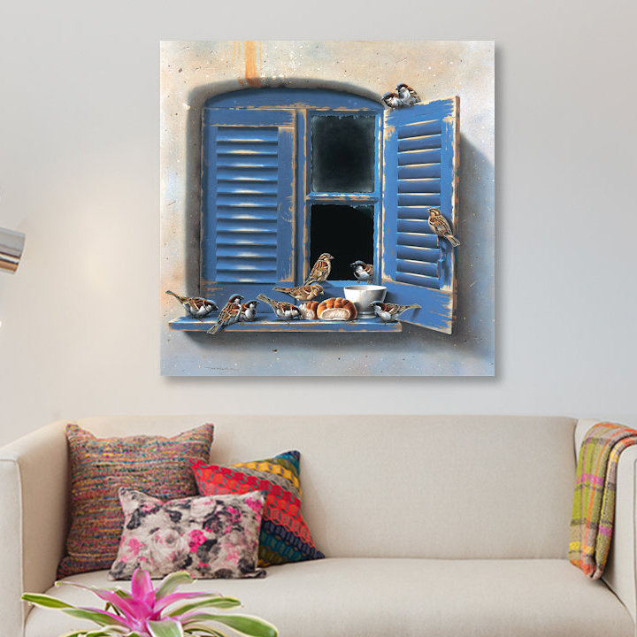 «Visiting Birds I», impression sur toile, H 12 po x l 12 po x P 0,75 po, Toile tendue, Pas de tapis