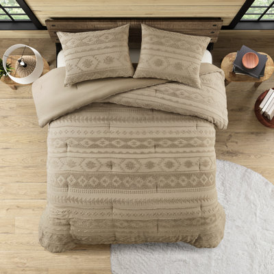 Édredon 2 pièces en chenille brun clair pour lit simple / simple TG, design Southwestern