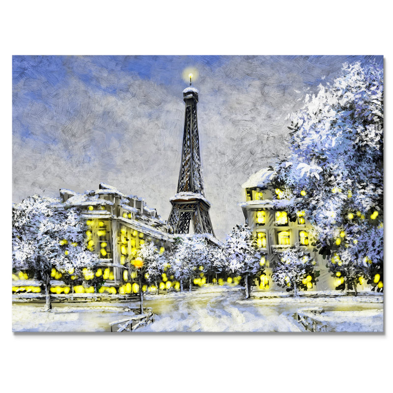 Paris à Noël, hiver Iii - on, H 8 po x l 12 po x P 1 po, Toile tendue