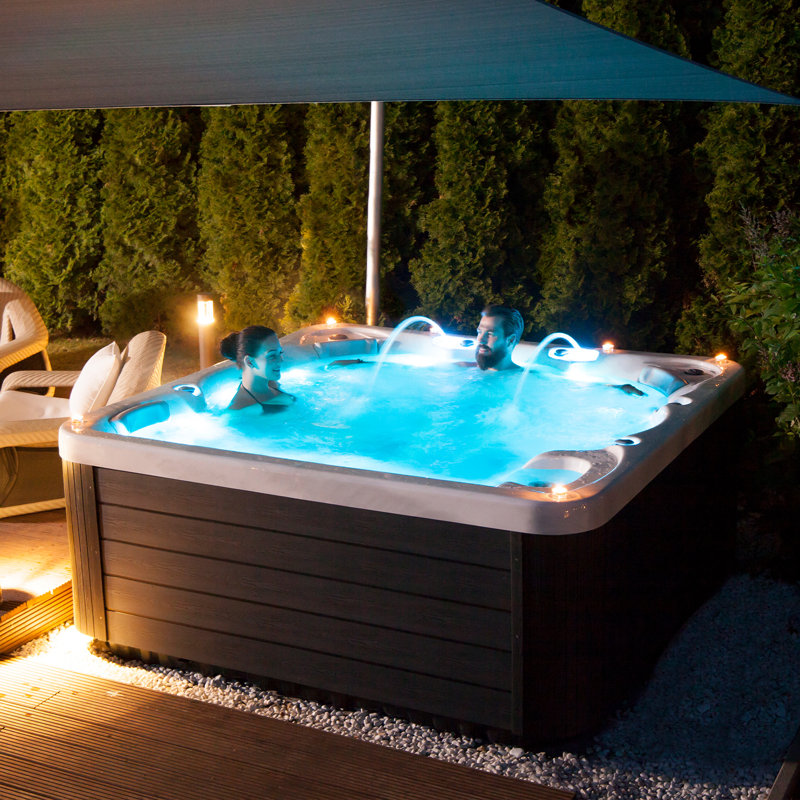 Bueno Spa Jersey 6-Person 46-Jet Acrylic Square Standard Hot Tub with Ozonator and Cover, Ice White