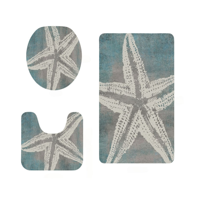 Weathered Starfish Bathroom Rug Kit 3 Pack
