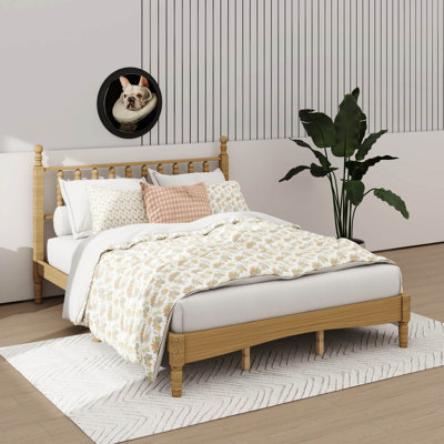 Grand lit plateforme en bois