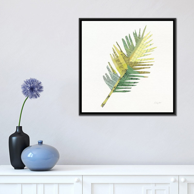 «Tropical Fun Palms I», impression sur toile, H 26 po x l 26 po x P 1,5 po, Toile avec cadre noir, Pas de tapis