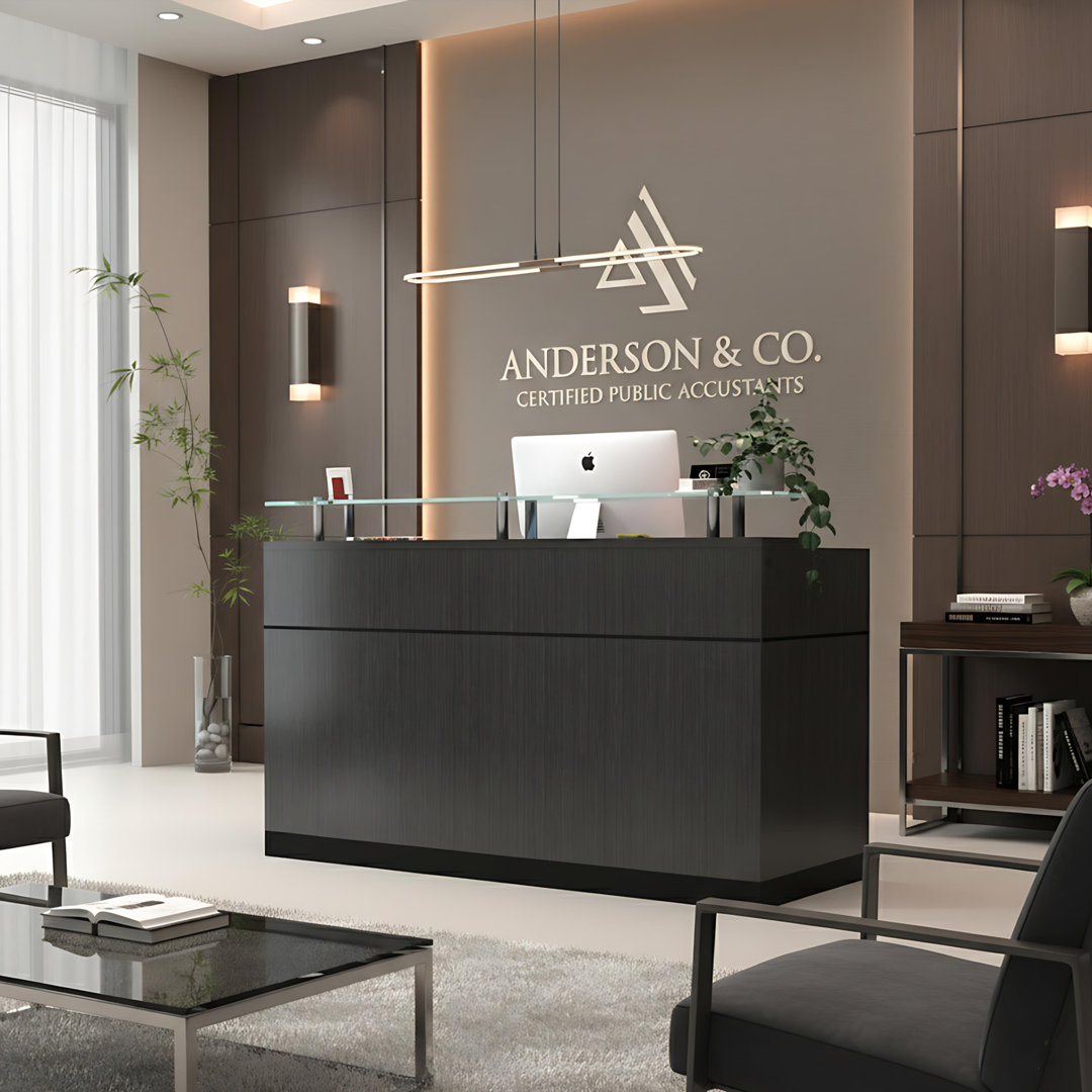 2 Person Rectangle Glass Reception Desk Upper Square™